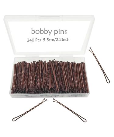 bobby pins brown, 240-Count hair pins with Cute Box, Premium bobby pin for Kids, Girls and Women, Great for All Hair Types( 2.2 Inch)