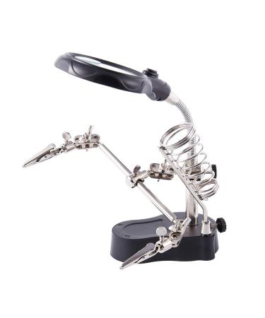 Magnifiers Adjustable 3. 5X 12X Helping Hand Soldering Irons Stand Clip Led Light Magnifying Glass Lens Desk Station Desktop Repair Tools