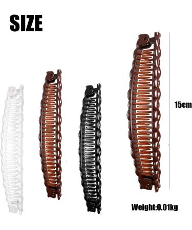 3pcs Banana Hair Clip Set - Vintage Female Hair Accessories in White, Black, Brown | Banana Barrettes for Girls with Thick Hair - Beauty Fashion Comb Tool - Buy Online on GoSupps.com