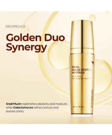 Deoproce Snail Galac Revital Ampoule 40ml | Hydrating & Firming Face Serum with Snail Mucin Phyto Mucin and Galactomyces for Smooth Radiant Skin | Lightweight Non-Sticky Korean Skincare - Buy Online on GoSupps.com