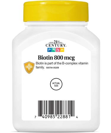21st Century Biotin 800 mcg - 110 Easy Swallow Tablets for Healthy Hair, Skin & Nails - Buy Online on GoSupps.com