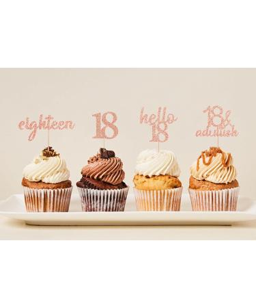 bng-bng 18th Birthday Cake Topper Rose Gold Glittery Happy 18th Birthday Cake Cupcake Toppers For Girls 18 Eighteen Years Old Birthday Party Supplies Decorations - Buy Online on GoSupps.com
