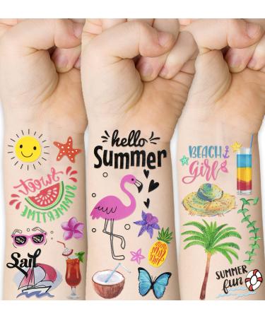 WHXGQ Summer Tattoos for Kids - Waterproof Temporary Tattoos Stickers for Hawaiian Party  Hawaiian kids tattoo stickers  multi  Medium