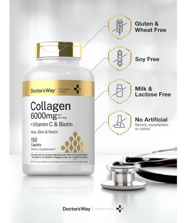 Doctor's Way Collagen Complex | 150 Caplets | with Vitamin C and Biotin | Non-GMO Gluten Free Supplement - Buy Online on GoSupps.com
