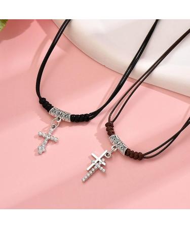 Oralgos Gothic Strass Cross Necklace - Handmade Vintage Collarbone Chain for Girls - Unique Metal Gift - Buy Online on GoSupps.com