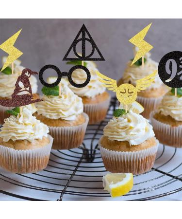 24 Pack Wizard Cupcake Toppers Glitter Magical Inspired Cupcake Picks for Wizard Theme Baby Shower Kids Birthday Party Cake Decorations Supplies 1 - Buy Online on GoSupps.com