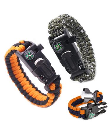 Camouflage bracelet outdoor tool set contains a compass a 3.6 meter long umbrella rope a fire starter emergency knife & whistle multi tool for expeditions camping