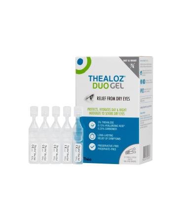 Thealoz Duo Gel (Single Dose Vials) Eye Drops - Long-Lasting Relief Day & Night for Dry Tired & Sore Eyes | Gentle Preservative-Free Gel | 30 Single Dose Units