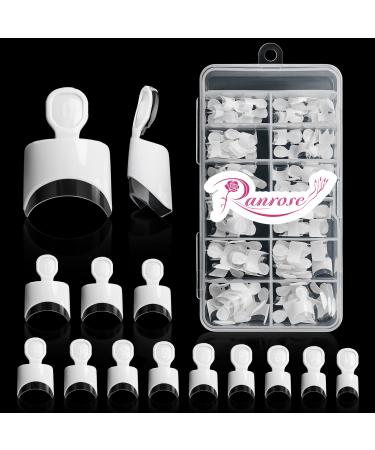 Ranrose French Nail Tips 120PCS Short Square Half Cover Nail Tips Press On Nails 12 Sizes French Fake Nails Acrylic White Nail Tips with Box White+Clear Half Cover French Nail Tips