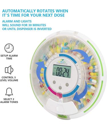 EziMedPil Automatic Pill Dispenser with Audio & Visual Alerts - 6 Alarms/day, 6 Dosage Templates, Easy-Read LCD, Lockable for Prescriptions & Vitamins - Buy Online on GoSupps.com