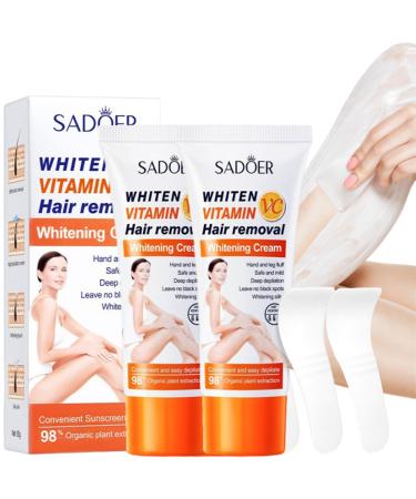 Sadoer Hair Removal Cream Painless Hair Removal Cream Sadoer Vitamin C Hair Removal Cream Hair Remover Body Cream for Bikini Area Legs Underarms (2)