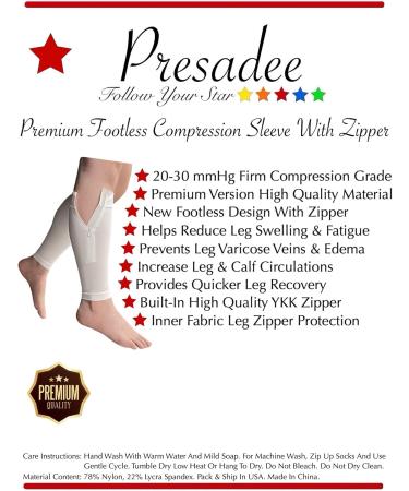 Premium White Footless Compression Shin Sleeves 20-30 mmHg - YKK Zipper Ideal for International Shipping - Buy Online on GoSupps.com