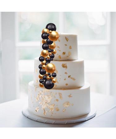 ALEGRE Pack of 50 Cake Decoration Balls Cake Decoration Birthday Foam Balls Cake Topper Black Gold Happy Birthday Cake Decoration Men Women Cake Decoration Balls for Birthday Wedding Baby Shower - Buy Online on GoSupps.com