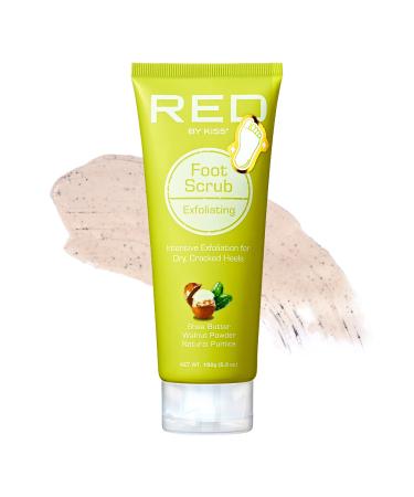 RED by Kiss Foot Scrub for Dead Skin Exfoliates Moisturizes Nourishes Dry and Cracked Heels Use with Foot Scrubber for Pedicure 5.3 oz.