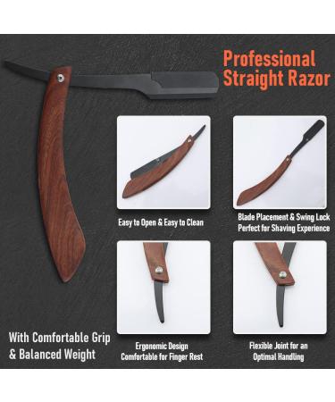 Professional Barber Straight Razor & 100 Blades | Premium Stainless Steel Shaver for Men - Home & Salon Grooming (NO.119 - Buy Online on GoSupps.com