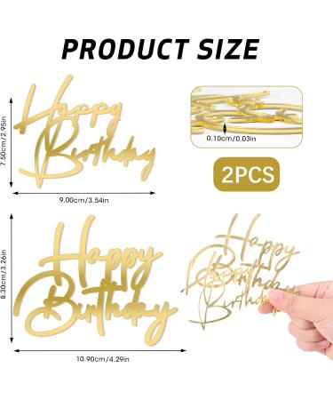 Happy Birthday Cake Topper 2Pcs Gold Cake Decoration Glitter Gold Acrylic Cake Topper Happy Birthday Cupcake Toppers Supplies for Birthday Cake for Man Boys Women Girls Theme Birthday Party Decor - Buy Online on GoSupps.com