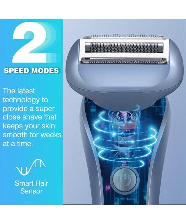 Binefa Electric Razor for Women with LED Display - Cordless Bikini Trimmer for Legs & Underarms - Wet/Dry Hair Removal - USB Charged - Sky Blue - Buy Online on GoSupps.com