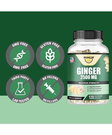 Happi Mi Nutrition Organic Ginger Root Capsules 2500mg - Digestive & Immune Support - 120 Veggie Capsules - Buy Online on GoSupps.com