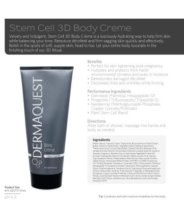 DermaQuest Stem Cell 3D Body Cr me - Firming Moisturizer for Post-Pregnancy & Aging Skin (6 oz) - Best Skin Tightening Treatment - Buy Online on GoSupps.com
