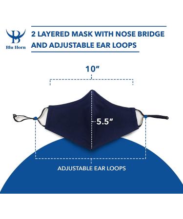 BLU HORN X-Large Face Mask with Nose Wire and Adjustable Loop - 3-Pack, Black/Blue/Green - Buy Online on GoSupps.com