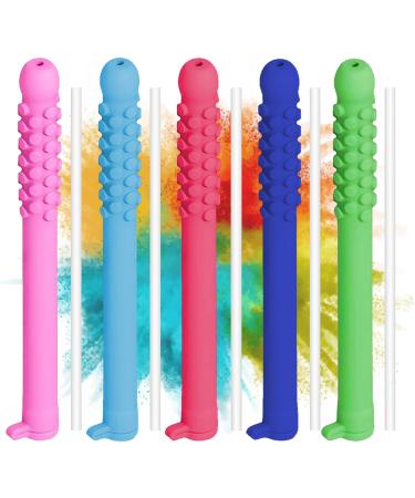 5Pcs Portable Chewable Breather Quit Smoking with 5 Refill Sticks Chewable Breather Sticks Quit Smoking Sticks with Multiple Flavors for Concentration