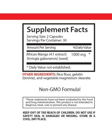 Organic African Mango Extract Capsules 1000MG - 120 Caps - Fat Loss Supplement - Buy Online on GoSupps.com