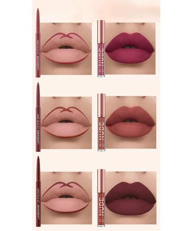 SUMEITANG 12Pcs Lip Liner and Lipstick Makeup Set: 6 Matte Nude Liquid Lipstick and Matching Lipliner Pencil Bundle - Waterproof, Long Lasting Lipgloss for Girls & Women - Lips Makeup Gift Set - Buy Online on GoSupps.com