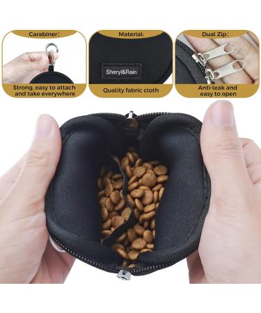 Sheryl & Rain Small Dog Treats Training Bag - Zippered Delicacies in Pocket Format for Travel & Walks - Black Round - Buy Online on GoSupps.com