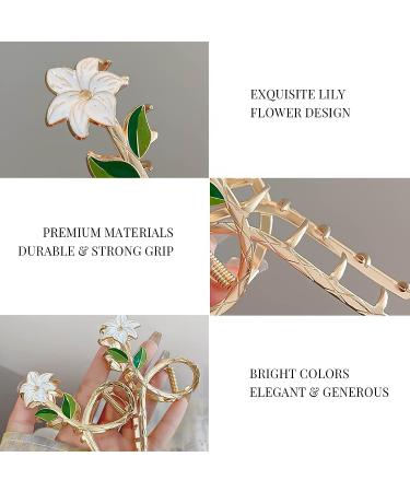 Metal Flower Claw Clips - Elegant Lily Design - Strong Hold Hair Accessories for Women & Girls - 4 PCS - Buy Online on GoSupps.com