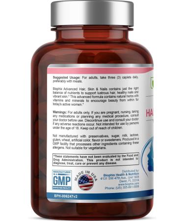 Hair Skin and Nails Complex 10000 mcg Biotin 180 Caplets - Multivitamin for Strong Nails, Beautiful Hair, Healthy Aging - Buy Online on GoSupps.com