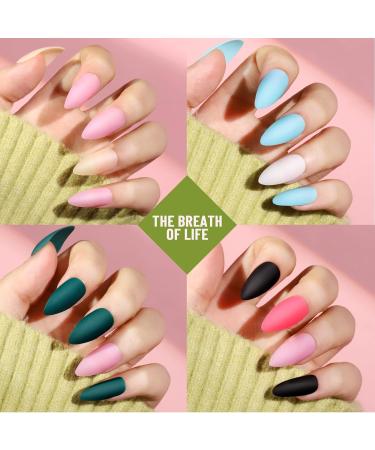 Teenitor Matte Almond Press On Nails - 12 Pack Medium Length Almond Shape Fake Nails in 12 Colors - Short Stiletto Matte Acrylic Nails Glue On for a Chic Look - Buy Online on GoSupps.com