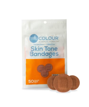 Tru Colour - Spot Bandages Flexible Fabric Adhesive Bandages Brown Skin Tone Shade Orange Bag 50 Count