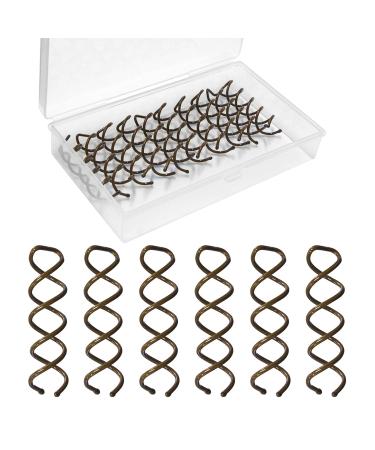 Spiral Bobby Pins Brown with Storage Tin, 20 Pcs Spin Pins for Hair (2 Inch), Premium Spiral Hair Pins for Buns, Non Scratched Twist Screw Hair Pins for Women Girls and Kids