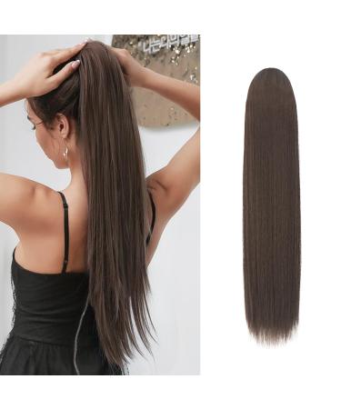 Sofeiyan ponytail hair extension hair extension with cord strain 60cm long straight braid horse tail natural soft hair extension synthetic ponytail extension for women medium brown 60cm medium brown