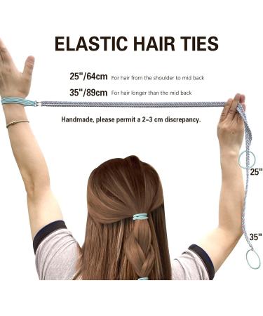 Ponytail Holders Colorful Elastic Hair Ties for Thick Hair Long Hair Tie Scrunchies No Damage for Wind Water Sport Strong Braided Pony Tails Wrap Hair Ties for Swimming Diving (1pc-35" Green+Pink) - Buy Online on GoSupps.com