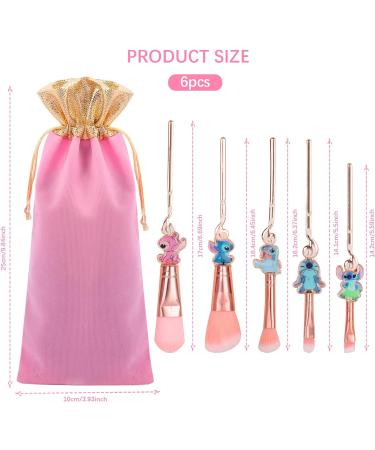 Stitch Makeup Brush Set 5Pcs with Storage Bag - Cartoon Theme Cosmetic Brushes for Face & Eyes - Birthday Gift for Girls & Women (Style 4) - Buy Online on GoSupps.com