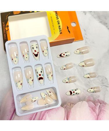 Shop Clown Press On Halloween Nails - Glossy Almond & Day of the Dead Designs | International Shipping - Buy Online on GoSupps.com