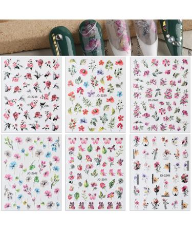 Watercolor Spring Nail Art Stickers - Pink Purple Floral Design for Acrylic Nails | DIY Nail Decorations for Women - Buy Online on GoSupps.com