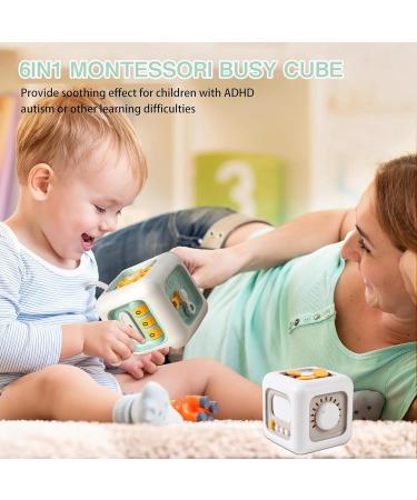 Dazztime Busy Activity Cube for Toddlers | Montessori Fidget Toys | 2 Motor Cubes with Switches Fan Mirror & Learning Drawers | Ideal for Babies & Kids 1-4 Years | Gray Green - Buy Online on GoSupps.com