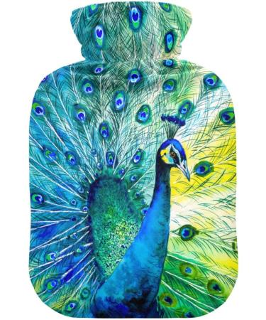 Naanle Watercolor Peacock Hot Water Bottle 1L for Pain Relief & Therapy | Transparent Heat Bottle for Hands & Feet - Buy Online on GoSupps.com