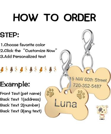 Natiform Stainless Steel Personalized Pet ID Tag - Engraved Dog Name Tags - Paw Print Design for Dogs/Cats - Gold - Buy Online on GoSupps.com