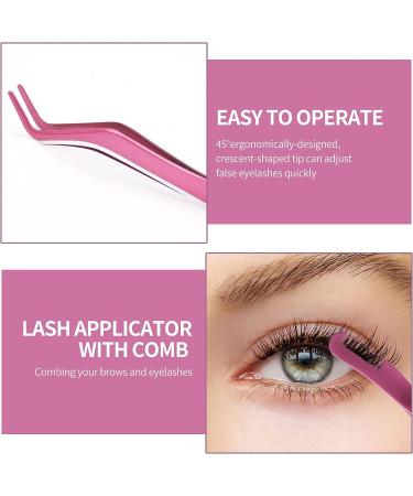 FADVAN Pink Stainless Steel Lash Applicator Tool Set - 2 Pcs Cluster Lash Tweezers with Eyebrow Tweezers for DIY Eyelash Extensions - Buy Online on GoSupps.com