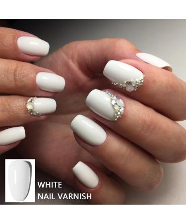 White Nail Polish - Nail Gel Polish - Quick Dry Nail Varnish - Long Lasting Chip Resistant Soak Off UV LED Nail Lamp Gel Polish Nail Art Manicure DIY Home - Buy Online on GoSupps.com