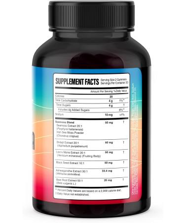 KJHD Shilajit Ashwagandha Gummies with Sea Moss Beet Root Lion s Mane Mushroom & Black Seed Oil Organic Herbal Superfood Supplement 60 Vegan Gummies 1 Month Supply (60 Count) - Buy Online on GoSupps.com