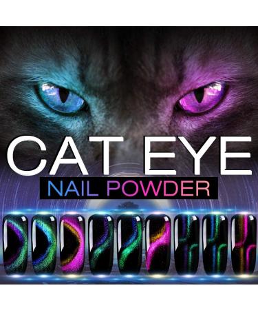 Cat Eye Chrome Nail Powder Set - Achieve Cat Eye and Chameleon Mirror Effects with 9D Galaxy Gem Glitter Pigment, Black UV Gel, and Magnetic Stick - DIY Manicure Kit - Buy Online on GoSupps.com