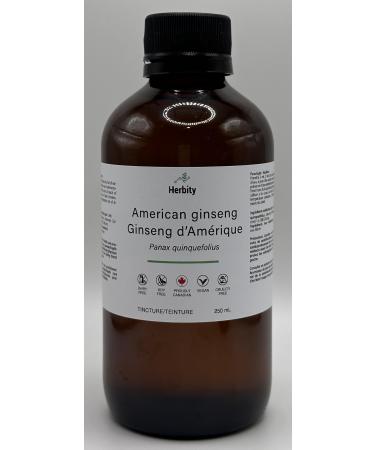 Herbity American Ginseng Herbal Tincture Liquid Drop Extract Quality Hand Crafted Natural Medicine Remedies Herb Formula Drops Non-GMO Vegan Gluten Free No Fillers (Panax quinquefolius) (250 ml (Pack of 1))