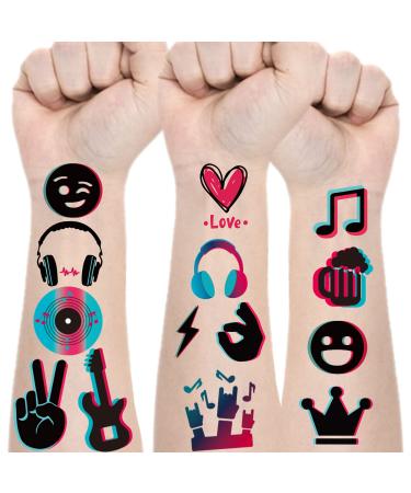 Music Temporary Tattoos Stickers (94 Styles), Mixed Style Hand Wrist Body Art for Kids Boys Girls Birthday Gifts Disco Music Party Supplies Decorations Favors