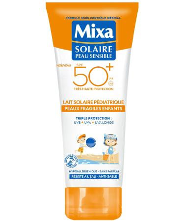 Mixa - Pediatric Sun Milk SPF50+ Fragile Skin for Children - Hypoallergenic, fragrance-free, triple UVA, UVB, long UVA protection