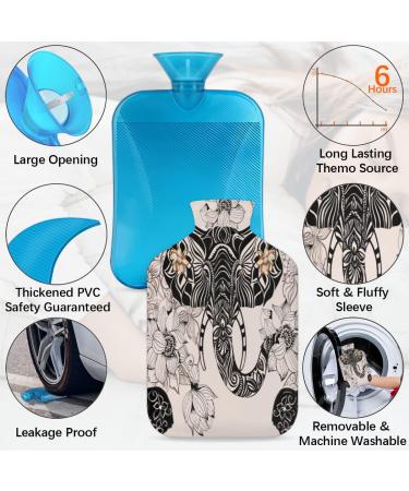 Large 2L Elephant Motif Hot Water Bottle - Cozy Fluffy Pain Relief for Back Neck & Shoulders - Buy Online on GoSupps.com