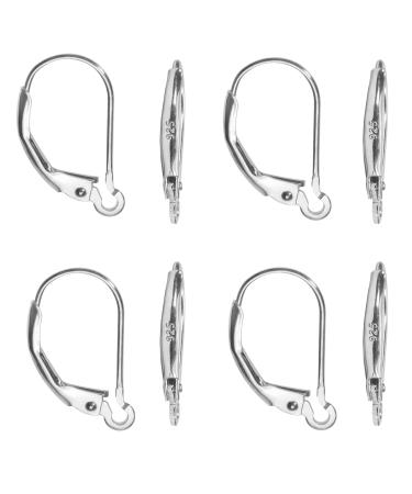 TOAOB 8pcs 925 Sterling Silver Leverback French Earring Hooks 10x16mm Hypo Allergenic Interchangeable Dangle Ear Wire Findings for Jewelry Making